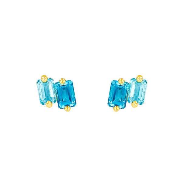 Ann Emerald Cut Light Blue Ombre Studs - 1